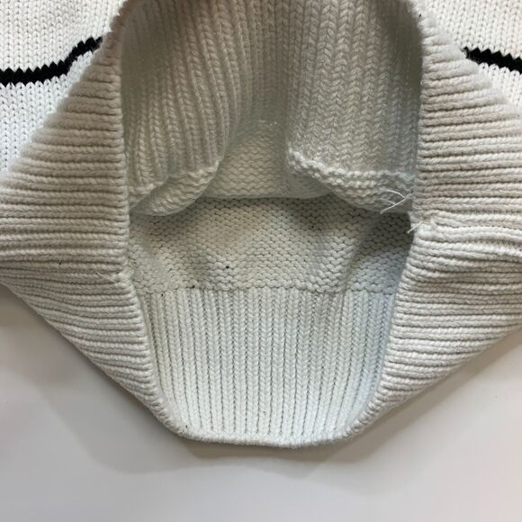 American Weekend Sweater Mens XL Extra Large White Striped Ribbed Trim Crew Neck - Picture 6 of 8